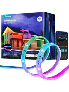65.6ft Outdoor RGBICWW LED Strip Lights - Waterproof, Color Changing, Smart